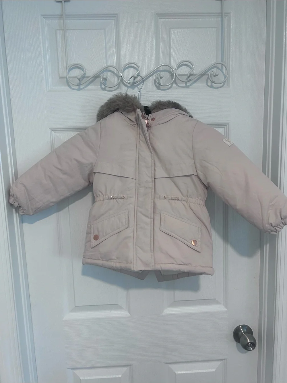 OshKosh B'gosh Light Pink Hooded Puffer Jacket with Fur Trim